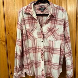 Natural Reflections Red and Cream Plaid Shirt